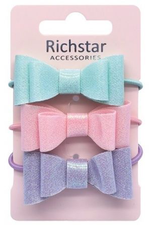 Gumičky do vlasů s mašličkou a s glitry 3 ks