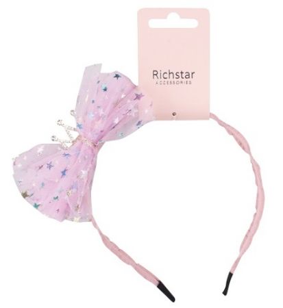 Čelenka do vlasů s korunou růžová, obvod 37 cm