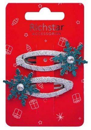 Sponky do vlasů vločky s glitry 6 x 3,5 x 0,3 cm, 2 ks