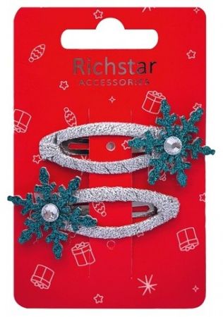 Sponky do vlasů vločky s glitry 6 x 3,5 x 0,3 cm, 2 ks 