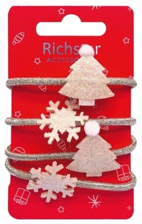 Gumičky do vlasů vánoční s glitry 4 ks 