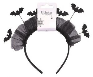Čelenka do vlasů s netopýry černá, obvod 37 cm
