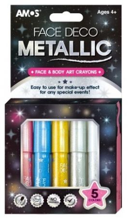 Metalické barvy na obličej – sada 5 barev po 3,8 g