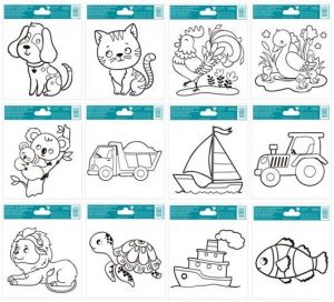 Předlohy s vyvýšenou konturou 14 x 14 cm, mix motivů