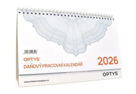 Kalendář stolní 2026, daňový, Optys / 24,6cm x 13,4cm / 516153A