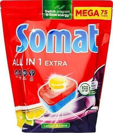 Tablety do myčky &quot;All in 1 Extra&quot;, Lemon and Lime, 75 ks, SOMAT 31050118