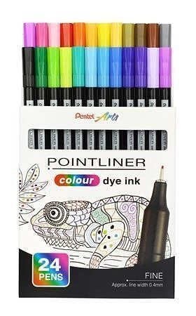 Liner "Pointliner", 24 různých barev, 0,4 mm, sada, PENTEL S40-24