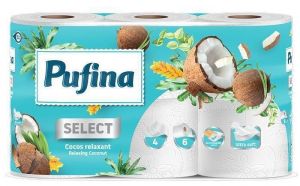 Toaletní papír &quot;Relaxing Coconut&quot;, 4-vrstvý, 6 rolí, PUFINA PP20790
