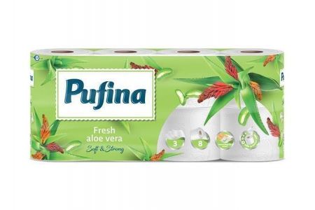 Toaletní papír &quot;Aloe Vera&quot;, 3-vrstvý, 8 rolí, PUFINA PP20754