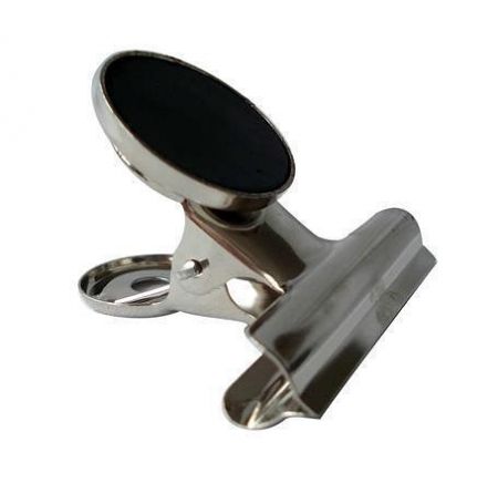 Klip na dokumenty s magnetem, stříbrná, 50 mm, kov, 12 ks/balení, HGA1755