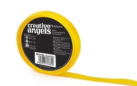 Saténová stuha, žlutá, 12 mm x 32 m, IBF2784