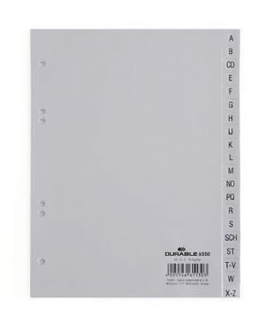 Rejstříky, šedá, A5, PP, A-Z, 20 ks / balení, DURABLE 655010