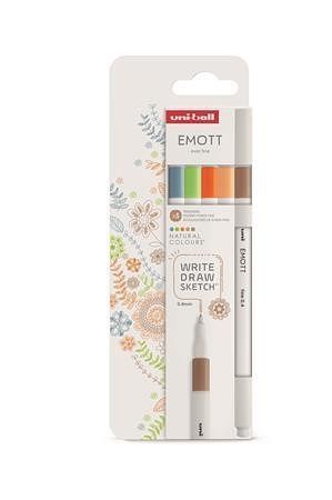 Fineliner "Emott Natural", 5 různých barev, 0,4 mm, UNI 302422263