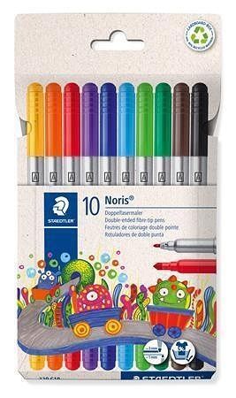 Fixy "Noris 320", 10 barev, 1-3 mm, oboustranné, vypratelné, sada, STAEDTLER 320 C10