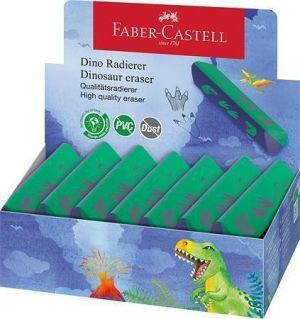 Pryž "Dinosaurus", displej/15 ks, modro-zelená, trojhranná, FABER-CASTELL 188750