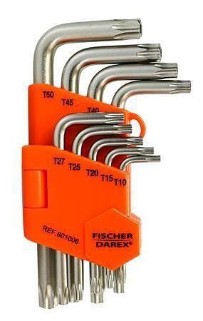 Torxový klíč, 9 ks, sada, FISCHER DAREX 0199919