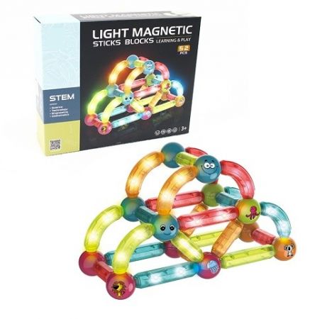 Svítící magnetická stavebnice 52 ks
