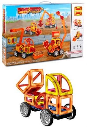 Magnetická stavebnice 87 ks - Stavbní stroje