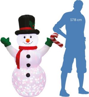 Nafukovací svítící sněhulák candy cane 150 cm
