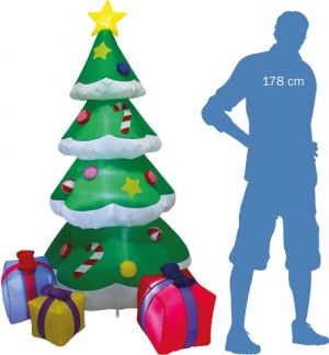 Nafukovací svítící stromeček s dárky 183 cm
