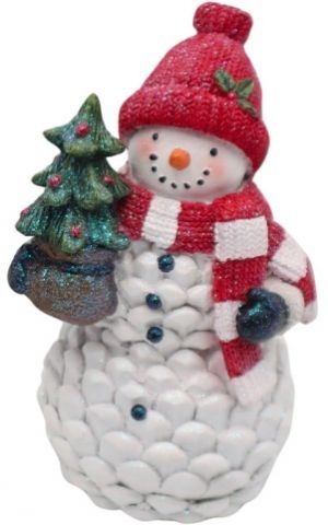Dekorace Sněhulák se stromkem - šiška