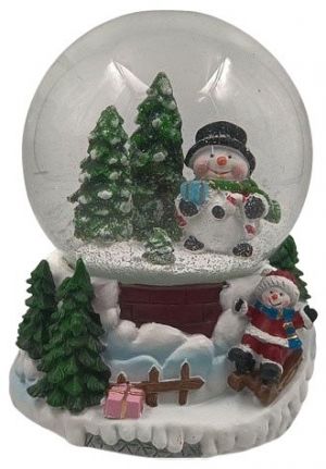 Těžítko sněhová koule se sněhulákem o průměru 100 mm, hrající melodii