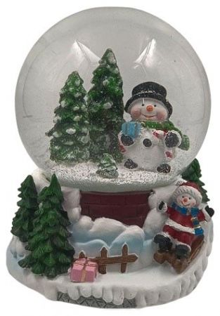 Těžítko sněhová koule se sněhulákem o průměru 100 mm, hrající melodii