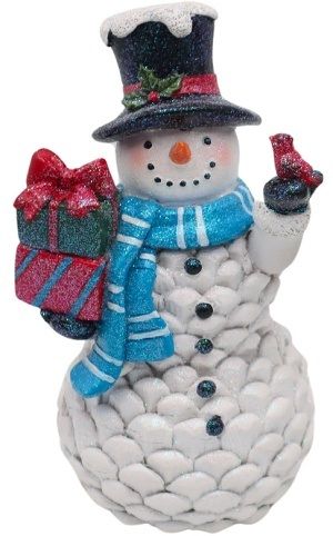 Dekorace Sněhulák s dárky - šiška