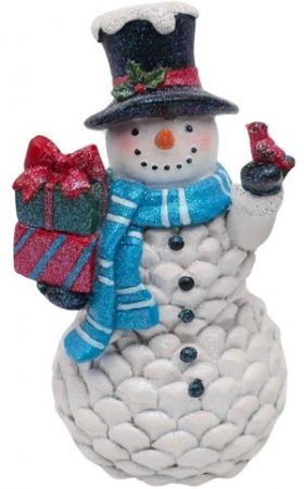 Dekorace Sněhulák s dárky - šiška