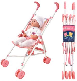 Dolls World Luxusní čtyřkolový skládací kočárek pro panenky 56 cm