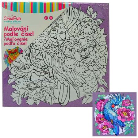 Malování na plátno  - Papoušek 30 x 30 cm