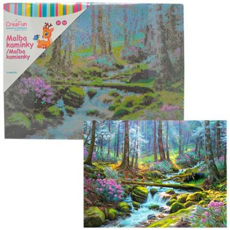Diamantové malování - Lesní potůček 30 x 40 cm
