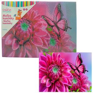 Diamantové malování - Kytka a motýl 30 x 40 cm
