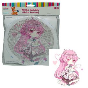 Diamantové malování s rámem - Panenka v růžovém 20 cm