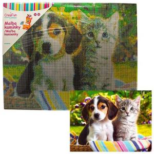Diamantové malování - Pes a kočka 40 x 50 cm