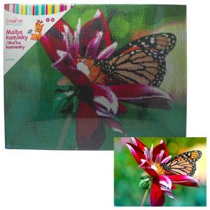 Diamantové malování - Motýl a kytka 40 x 50 cm
