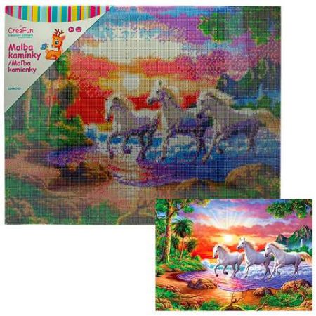 Diamantové malování - Koně a západ slunce 40 x 50 cm