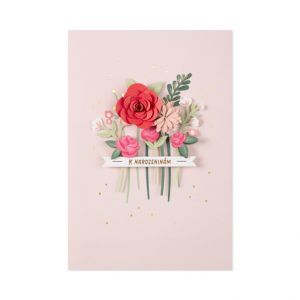 ALBI Luxusní narozeninové přání - Růžové květiny