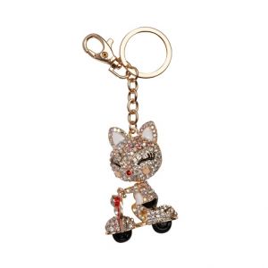 ALBI Štrasová klíčenka - Kočka na skútru