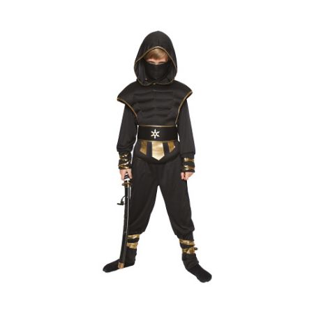 ALBI Kostým dětský Ninja černo-zlatý vel. 10-12 let