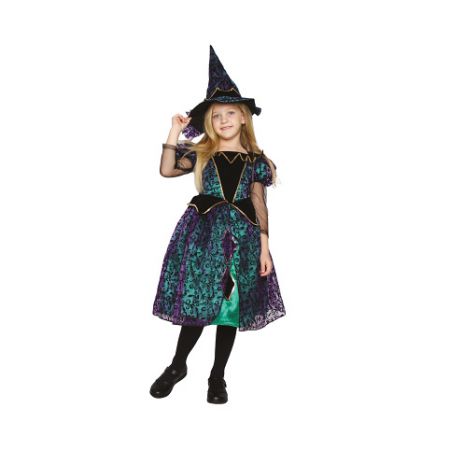 ALBI Kostým dětský Čarodějka zeleno-černá vel. 7-9 let