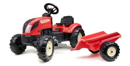 Traktor šlapací Kiddy Farm s valníkem červený