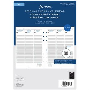 Filofax, Kalendář 2026 A5, týden / 2 strany, linky, ČJ+SJ