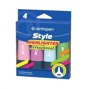 Zvýrazňovač Centropen Style 6252/4 soft sada 4ks