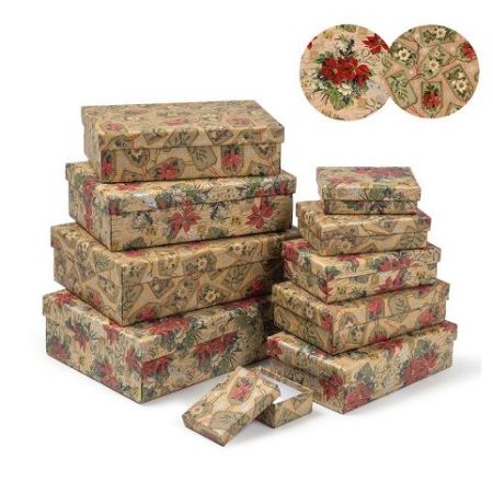 ARGUS Sada 10 ks dárkových krabic vánoční natur kraft 25001183