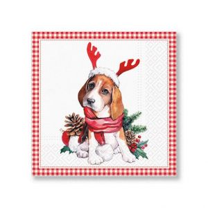 ARGUS Vánoční ubrousky, servítky - pes Santa 19031013