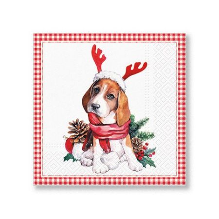 ARGUS Vánoční ubrousky, servítky - pes Santa 19031013