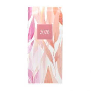 Diář měsíční 2026, růžový s listy