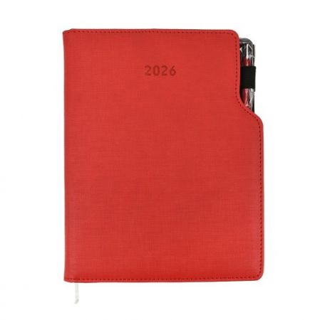 Diář Gep 2026 týdenní, červený + kuličkové pero