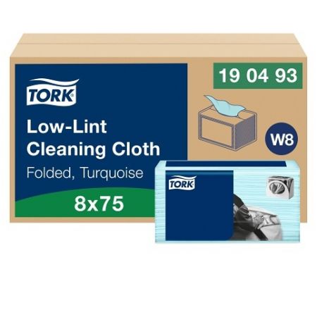 Tork W8 čistící utěrka Low-Lint 1vrstvá tyrkysová 75 ks
